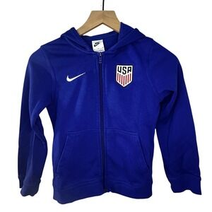 Nike Unisex Kids USA National‎ Team Fleece Full Zip Hoodie Blue Size Small